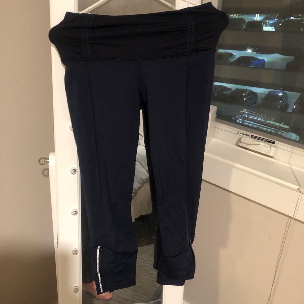 Lululemon Navy Leggings with Pink Accents